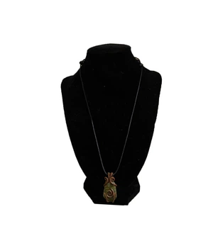 Подвеска из меди ShamanShop с натуральным зелёным камнем, ручная работа К1613/4