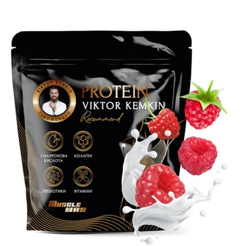 Протеїновий комплекс MuscleWay Viktor Kemkin 80% формула краси, сили та відновлення на 16 порцій 500 г Малина (21-125-pvk-mw-rs500.3)