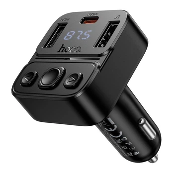 Автомобильный FM модулятор HOCO E87 Delta car BT FM transmitter (2USB/1Type-C, 35W/3A, PD/QC)