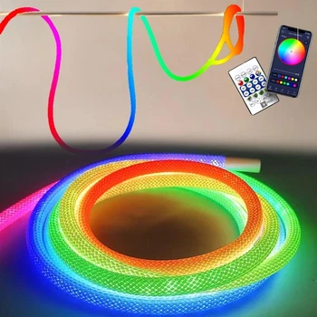 Світлодіодна LED стрічка шланг RGB 5 м Розумна неонова стрічка канат з пультом Гнучкий неон
