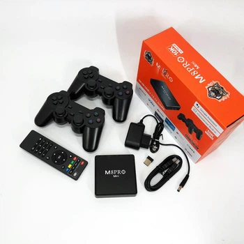 Игровая приставка к телевизору с двумя джойстиками AndroidTV+Game Box M8PRO, Приставка CV-497 для телевизора