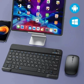 Бездротовий комплект клавіатура і миша BT Combo ультратонка клавіатура Bluetooth 2.4GHz USB ресивер акумуляторна клавіатура для планшета смартфона Android iOS Windows компактний набір для роботи
