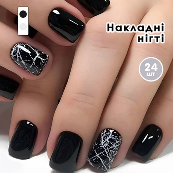 Накладні нігті 24 шт.+ клейові стики для нігтів, типси овал для манікюру - (01636)