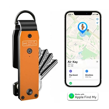 Смарт-брелок для ключей с поддержкой Apple FindMy Металлический держатель для ключей Оранжевый