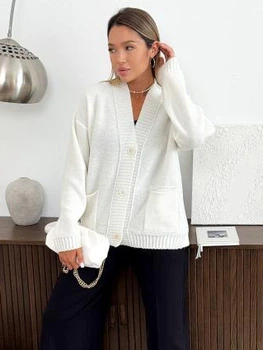 Кардиган с примесью шерсти вязаный женский ARTKNIT Casual Wool L-XL Молочный (2251948292011)