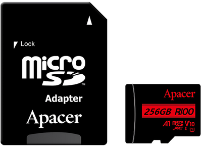 Карта пам'яті Apacer microSDXC 256GB UHS-I U1 V10 + SD-адаптер (AP256GMCSX10UB-R)
