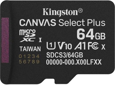 Карта пам'яті Kingston Canvas Select Plus microSDXC 64GB UHS-I U1 V10 (SDCS3/64GBSP)