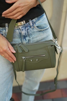 Жіноча сумка з натуральної шкіри оливкова BAGS4LIFE 9332 - 66069