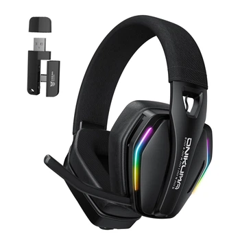 Ігрові бездротові навушники Onikuma GT826I з RGB-підсвічуванням, Bluetooth + 2.4G + Type-C, ANC, для ПК, PS4, PS5, телефону Black