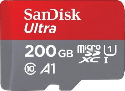 Карта памяти SANDISK Ultra microSDXC 200GB UHS-I U1 + SD-адаптер (SDSQUAR-200G-GN6MA)