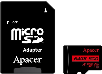 Карта пам'яті Apacer microSDXC 64GB UHS-I U1 V10 + SD-адаптер (AP64GMCSX10UB-R)