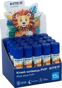 Набор клея-карандаша Kite Classic с индикатором PVP 15 г х 20 шт (K-1130)