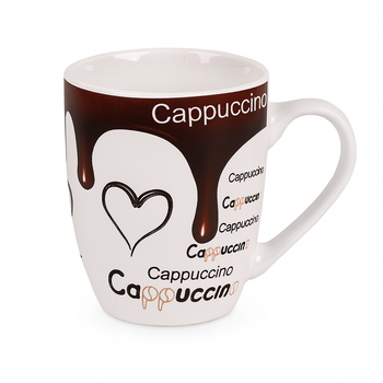 Чашка для кави та чаю Stenson Coffee 360мл, 8.5х9.5см, фарфор Білий з темно-коричневим (R34416)