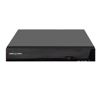 Видеорегистратор IP GreenVision GV-N-S024/08 (8POE) (Lite), 10-канальный 8MP NVR для IP-камер видеонаблюдения, Черный