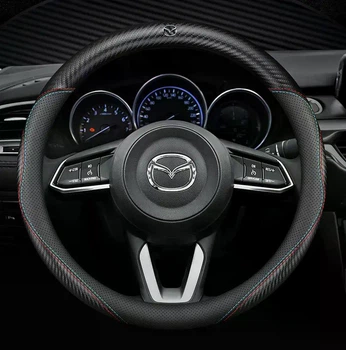 Чехол на руль DLCar Nappa Carbon для автомобиля Mazda из натуральной кожи