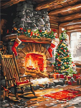 Картина за номерами Різдвяний затишок (вогнище) 30x40 RBS1024