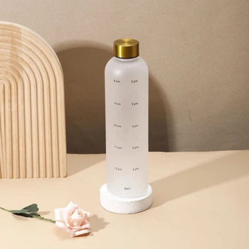 Пляшка для води Refill 1000 мл біла з золотистою кришкою