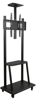 Підлогова стійка для телевізора 32-70 дюймів TV CART 1500 8006 кронштейн для ТВ з колесами полицями VESA універсальний мобільний тримач телевізора регульована висота поворот 360 градусів