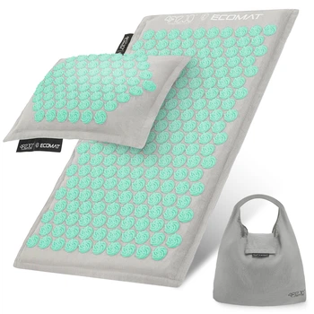 Килимок акупунктурний з подушкою 4FIZJO Eco Mat Аплікатор Кузнєцова Grey/Mint (P-5907739312181)