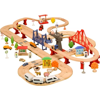 Игрушечная железная дорога из дерева Iekool-playtive, 110 деталей, 140x52