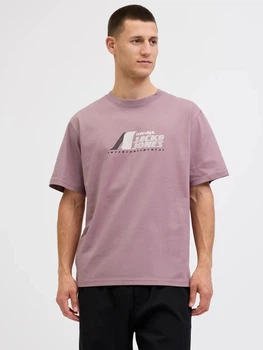 Футболка хлопковая длинная мужская Jack & Jones 12282779 S Grape Shake (5715730089694)