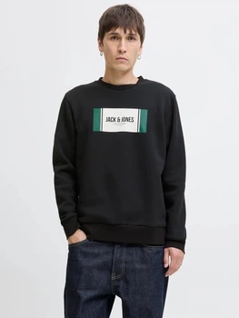 Світшот на флісі чоловічий Jack & Jones 12278616 XL Black (5715726976328)