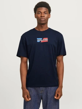 Футболка хлопковая длинная мужская Jack & Jones 12268415 M Sky Captain (5715671965750)