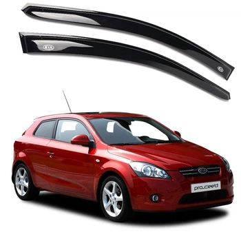 Дефлектори вікон ветровики Kia Ceed I 2006-2012 3D Хечбек Скотч 3M Voron Glass