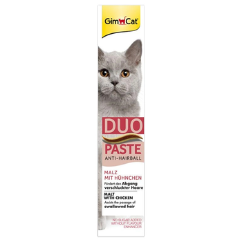 Паста GimCat Anti-Hairball Duo Paste Malt + Chicken для выведения шерсти из желудка кошек, 50 г
