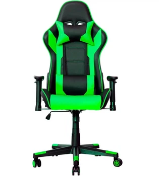 Крісло ігрове FrimeCom Med Green до 120 кг нахил спинки до 180° Чорно-Зелений