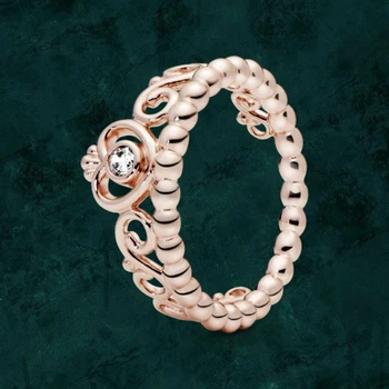 Серебряное кольцо "Тиара принцессы" Pandora (Пандора) 180880CZ с покрытием 14к золотом 17