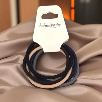 Резинка для волос d – 5 см набор 5 шт бесшовные тонкие разноцветные #01 Fashion Jewelry