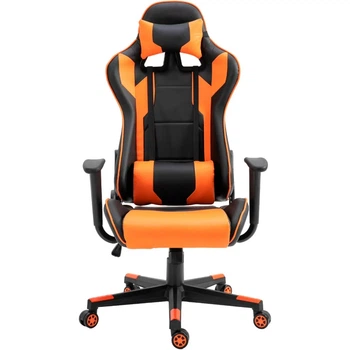 Ігрове крісло FrimeCom Med Orange до 120 кг нахил спинки до 180° Чорно-Помаранчевий