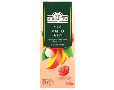 Чай Ахмад в пакетиках чёрный Манго и Личи 25 х 2 г