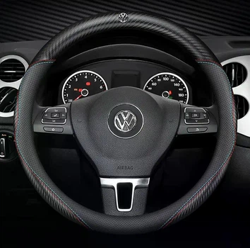 Чохол для керма DLCar Nappa Carbon для автомобіля Volkswagen із натуральної шкіри