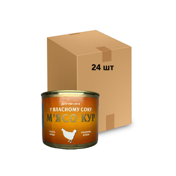 Упаковка Тушонка Tinfood Куряча 525 гр х 24 шт