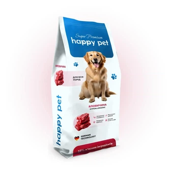 Сухой гипоаллергенный корм Happy Pet для взрослых собак всех пород с говядиной 10 кг