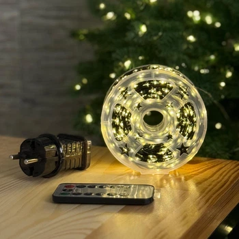 Светодиодная гирлянда Роса 150 метров теплый белый свет зеленый провод 1500 LED 8 режимов с пультом