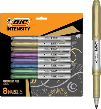 Набор перманентных маркеров BIC Intensity Metallic, Fine Point 8 шт | Металлизированные цвета (GMPMP81)