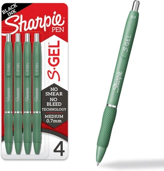 Набор гелевых ручек 4 шт автоматических Sharpie S-Gel, Medium Black Gel Ink Черный 0.7 мм (2195731)