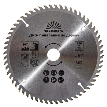 Диск пильный Vitals по дереву 180x22.2/20, ATB 60