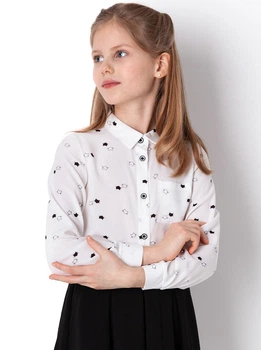 Блузка для девочки Mevis Котики белая 4352-01 116 см