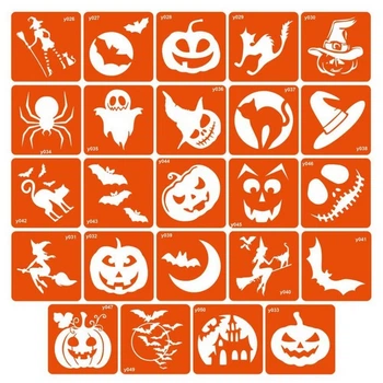 Набір трафаретів для біотату "Хелловін" halloween-simple 6 x 6 см 24 шт.