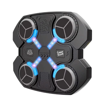 Детский тренажер для бокса Настенный с перчатками подсветкой музыкой Bluetooth работает от сети Черный