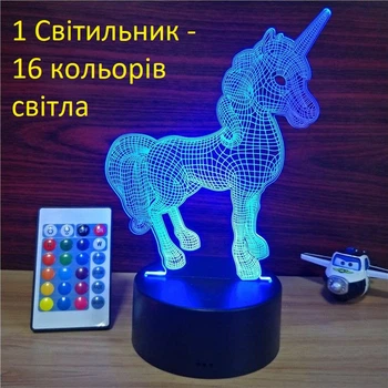 3D Led Светильник Единорог