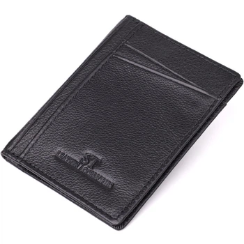 Чоловічий гаманець для карток із натуральної шкіри ST Leather 23091 Чорний