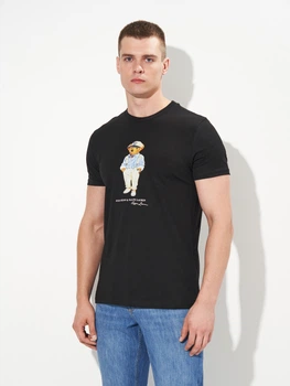 Футболка хлопковая длинная мужская Polo Ralph Lauren 11590 L Черная (smt2000000038582)