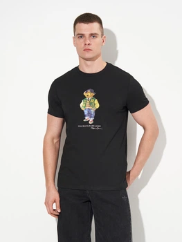 Футболка хлопковая длинная мужская Polo Ralph Lauren 11600 L Черная (smt2000000039084)