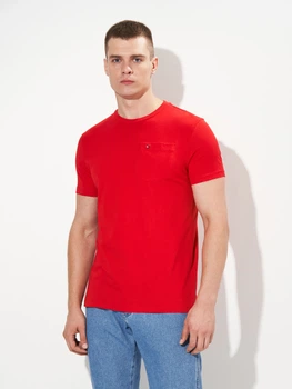Футболка бавовняна довга чоловіча Tommy Hilfiger 11637 XL Червона (smt2000000040721)