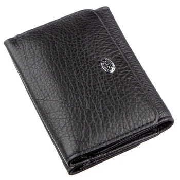 Кожаный женский кошелек ST Leather черного цвета с кнопкой для правой руки (bg188fash86)
